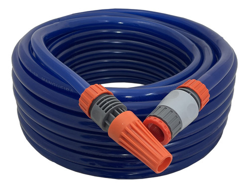 Kit Mangueira De Jardim Siliconada Esguicho E Engate 20m Cor Azul