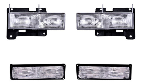 Kit 2 Faros Y 2 Cuartos Para Gmc Sierra 1994-1998 Depo