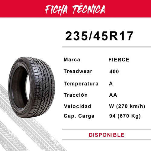 Llanta 235/45r17 Fierce Instict Zr Dot 0912 2 Llanta)