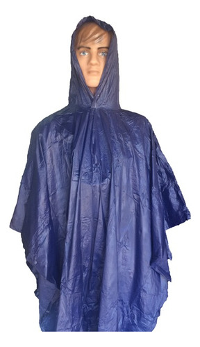 Poncho Lluvia Agua Pvc 100% Impermeable Amarillo Azul-fran