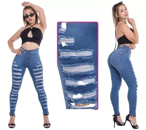 Pantalon Jean Levanta Cola Tiro Alto Control Abdomen Push Up