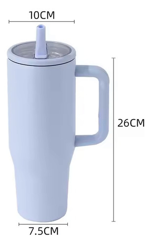 Termo 1200ml Doble Pared Térmico Acero Inoxidable Con Popote Azul Pastel