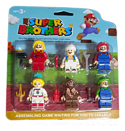 Set X6 Figuras Lego Mario Bros Luigi Muñecos 6cm Blister