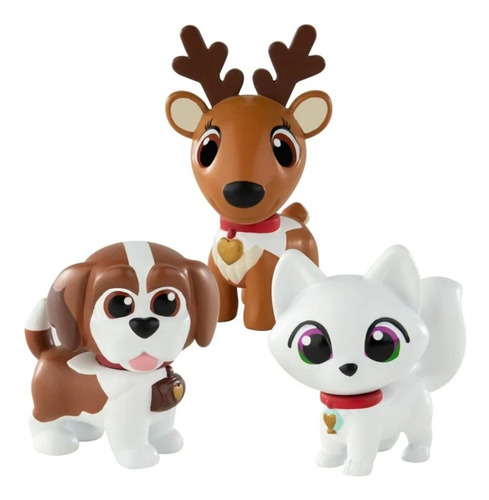 Pack X3 Figuras De Mascotas Elf Pets Especial Navidad