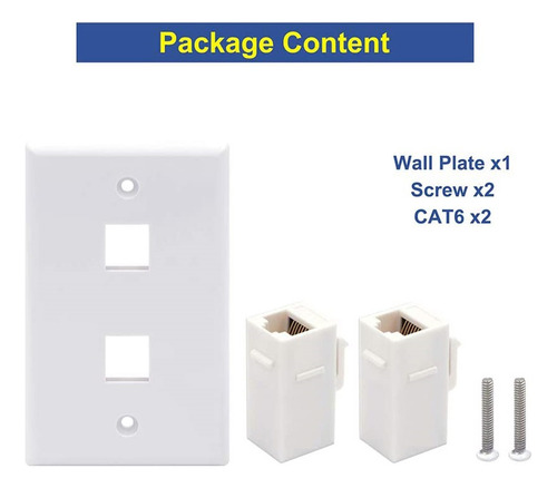 1 Paquete De Placas De Pared Ethernet De 2 Puertos, Pared Ca