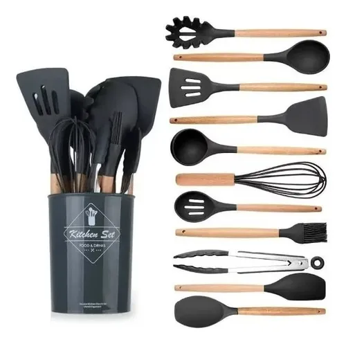 comprar Set 12 Utensilios De Cocina Silicona Resistente Calor Juego