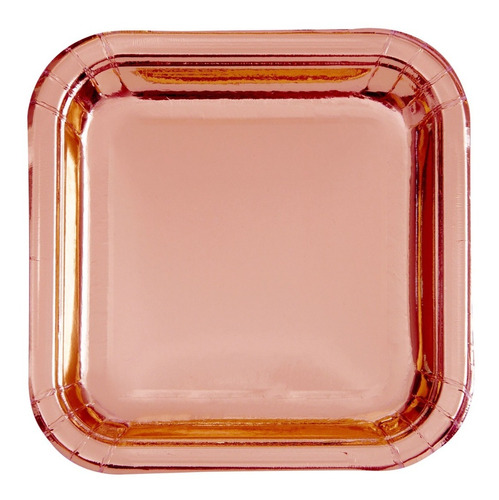 Plato Polipapel Descartable Cuadrado Gold Rose Rosa X10 Uni