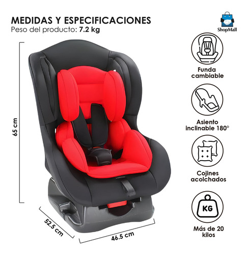 Asiento De Bebé Para Coche Asiento Inclinable 3 Posiciones Color Rojo Asiento de carro para bebé