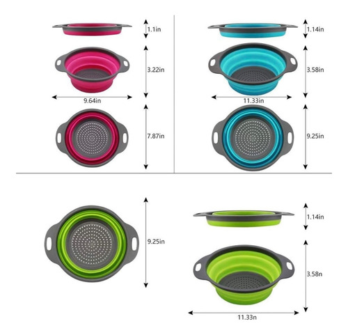 Juego Niklye 3 Coladores Cocina Silicona Plegable