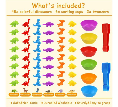 Montessori Kids Counting Toys 48pcs Dinosaurio