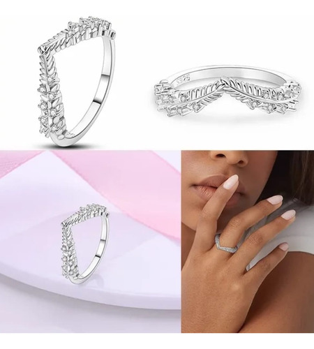 Anillo Mujer De Plata Real S925, Corona De Laurel, Éxito