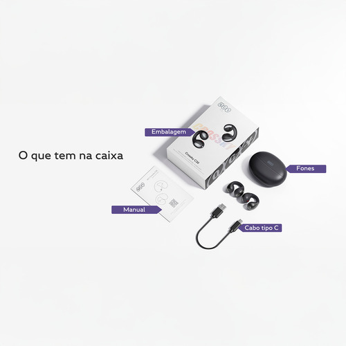 Fone Qcy Crossky C30 Bluetooth 5.4 Multiponto Ipx4 Open-ear Cor Branco