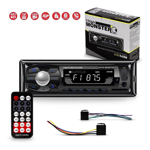 Som Automotivo Radio Bluetooth Usb Leitor Cartão Sd 4x50w