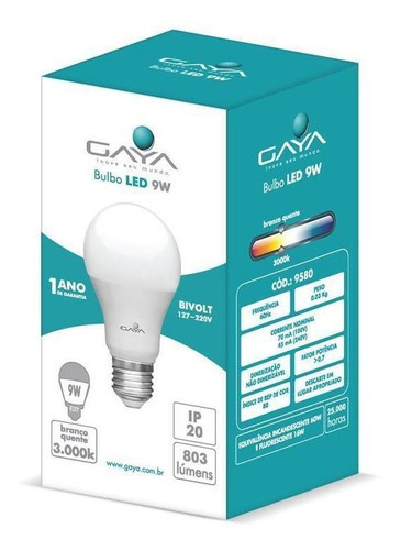 Lâmpada Led Bulbo A60 Bivolt 9w 6500k - Kit Com 5 Unidades
