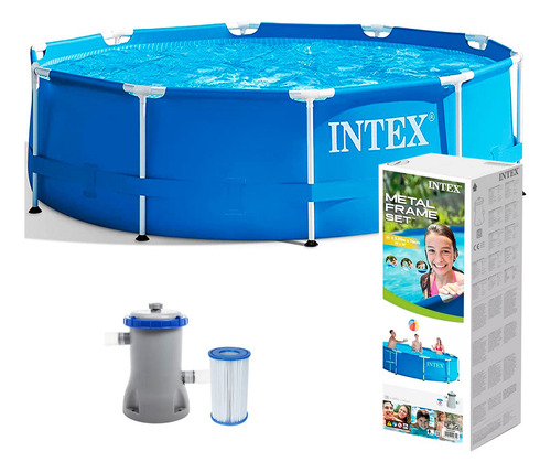Piscina estructural redonda Intex 28202 con capacidad de 4485 litros de 305cm de diámetro azul diseño mosaico