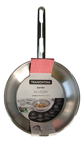 Sartén 24 Cm Acero Inoxidable Allegra Tramontina Gris