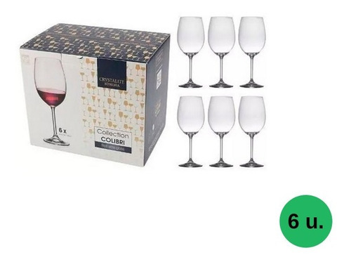 Jogo 6 Taças Vinho 580ml Cristal Titanium Bohemia Cristalyte