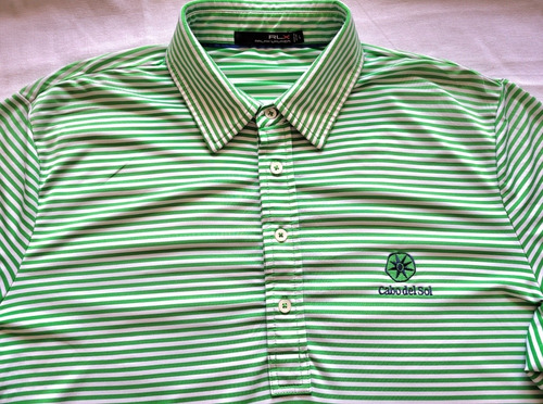 Playera Polo Rlx Ralph Lauren Verde Y Blanco Rayas Talla L (Usado)