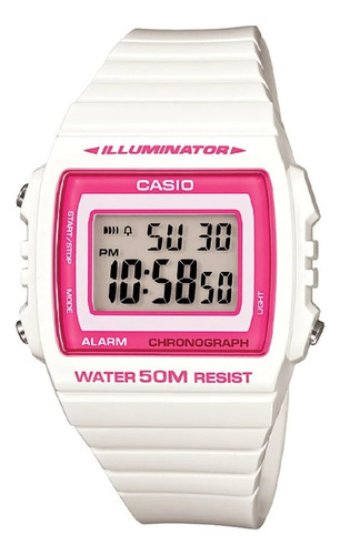 Reloj Casio  W-215h-7a2 Para Dama Retro Deportivo Blanco