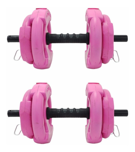 Mancuernas X 2 U + 14 Kg. Discos Pesas Lady Pvc Rosa Sonnos