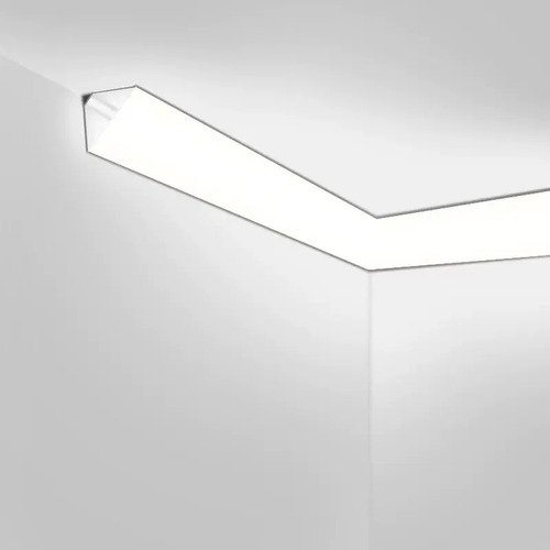 Perfil Angulo Para Tira Led Aluminio X 1m Esquinero 45° Blanco Opal
