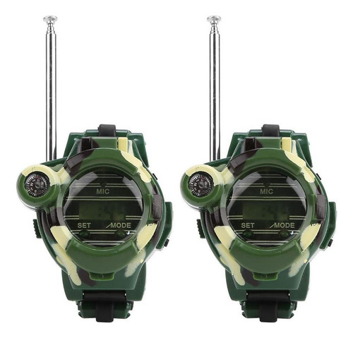 2 Unids 7 En 1 Walkie Talkies Reloj Electrónico Radio Interf