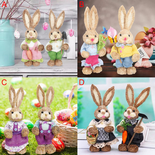 2 Uds. Estatuillas De De Pie Decoración De Conejo De A