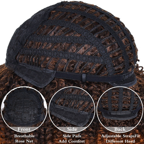 Peluca De Fibra Afro Rizada Con Rizos Perfectos