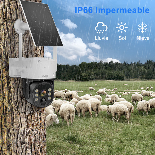 5mp Ojo Inalámbrico Blanca Cámaras de Seguridad Baja Potencia 4g Solar 2k Full Hd Compatible con Telcel y Movistar