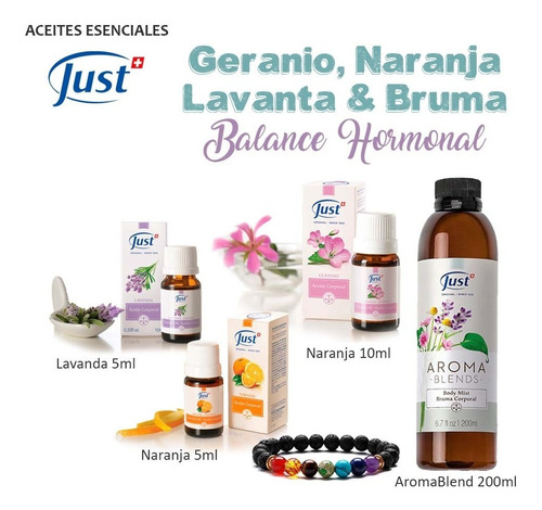 Lavanda 5ml + Naranja 5ml + Geranio 10ml + Aromablend 200ml