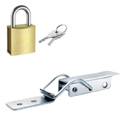 Kit Cadeado + Fecho Engate Rápido Pressão 11cm Baú Case Fj
