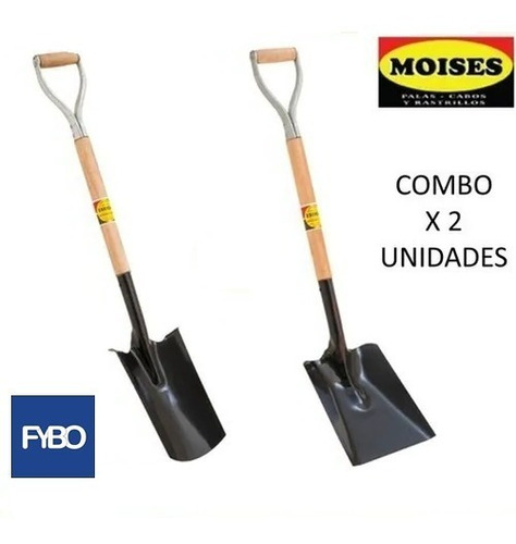Imagen 2 de 2 de Pala Ancha + Pala Punta Estampada Moises Empuñadura Metal