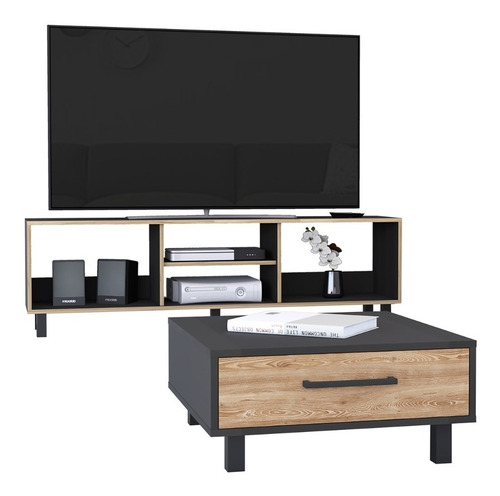 Rack Tv 65 + Mesa De Centro Nomik - Wengue / Miel
