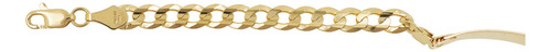 Esclava Barbada Con Placa Oro Sólido 14 Kilates 6 Mm X 21 Cm