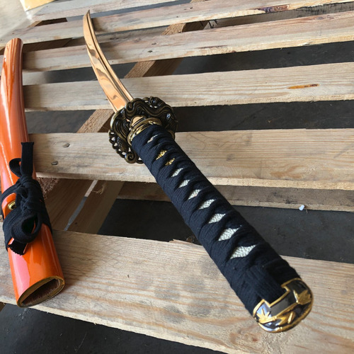 Katana Acero Dorado 1045 Canal Sangrador Full Tang 1359