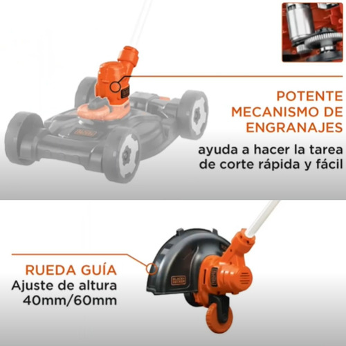 Imagen 3 de 10 de Podadora Desbrozadora Bordeadora 3-1 Black+decker Mte912b3