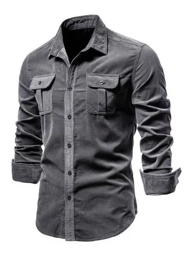 comprar Camisa Casual Slim De Pana De Algodón Para Hombre