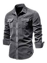 Comprar Camisa Casual Slim De Pana De Algodón Para Hombre