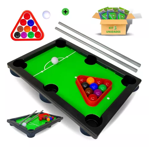 Kit 3 Brinquedo Jogo Mini Mesa De Bilhar Sinuca Infantil