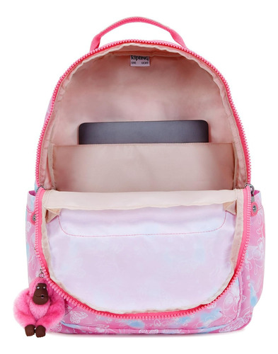 Mochila Kipling Modelo Seoul Color Garden Clouds 100% Color Rosa Chicle Diseño De La Tela Liso