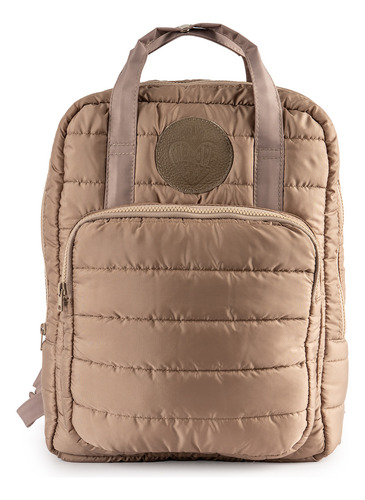 Mochila Olimpia Puffer Merope Color Beige Diseño De La Tela Rayas