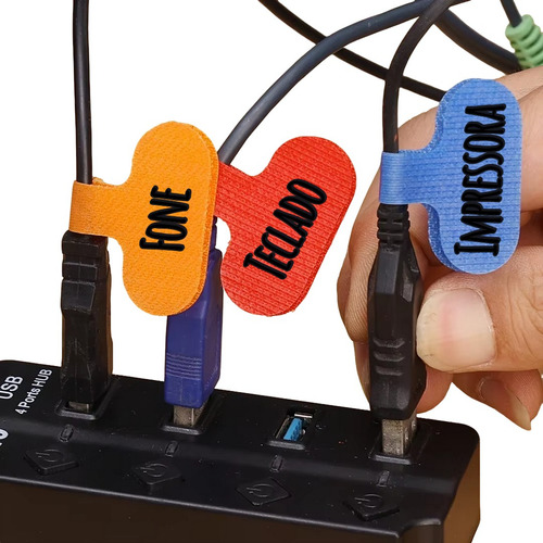 Kit 8 Tags Abraçadeira De Identificação Velcro Colorida