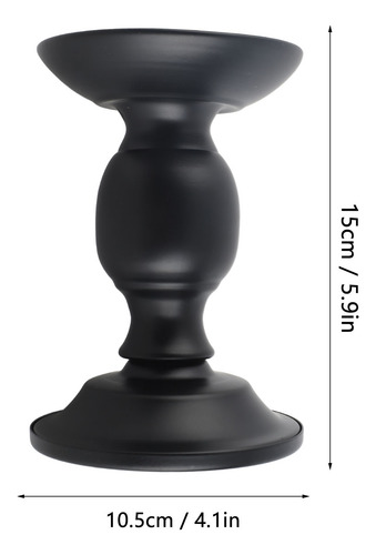 Candelabro Negro Con Forma De Pilar, De Metal Inoxidable, De