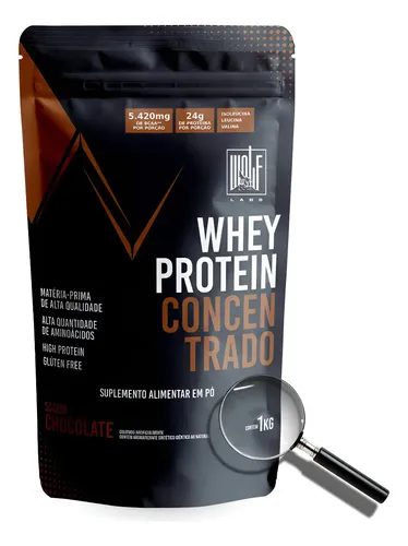 Whey 100% Concentrado 1kg  Wolflabs Suplementos