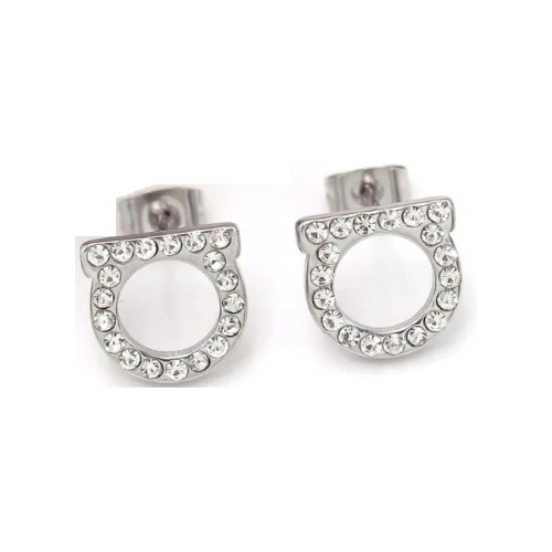 Aretes Tipo Ferragamo Pendientes Circonia Acero Inoxidable