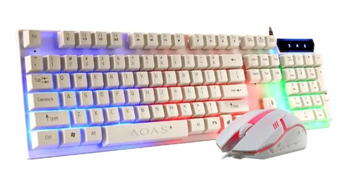 Kit Gamer Rgb Teclado Mouse Usb Luz Led Rainbow 3200dpi Aoas