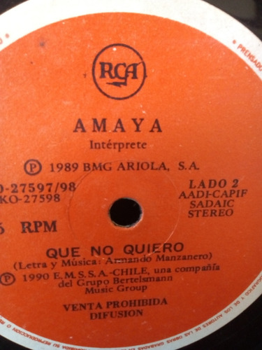 Vinilo Single De Amaya Ojalá   (97ch
