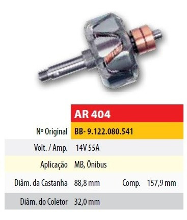 Rotor 12v 55amp Mercedes Benz Oh1313/1316 (88,8x32x157,9)