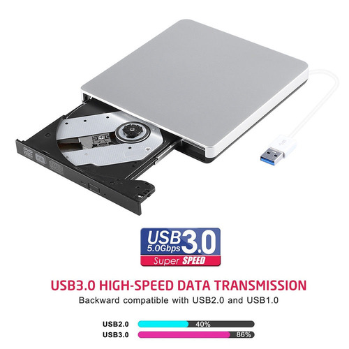 Imagen 3 de 5 de Unidad Usb 3.0 De Quemador De Dvd Externo Escritor Lector Re