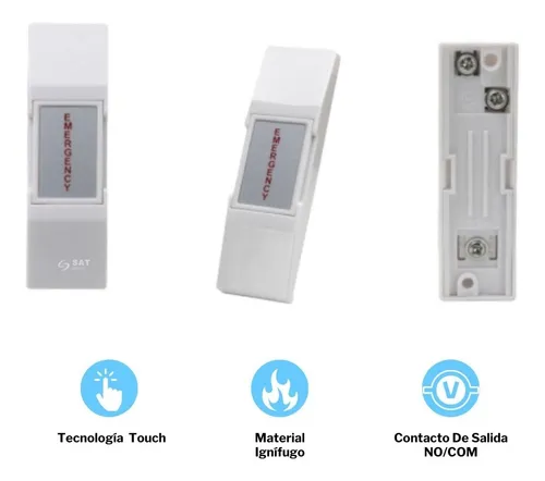 Boton De Salida Emergencia Sat P5, Alarma - Nc/no - Plastico